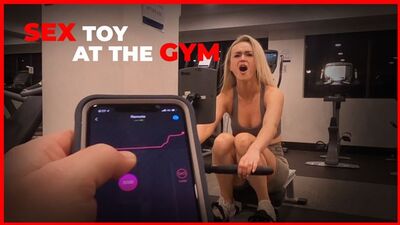 Sexy Girl Working out with Remote Control Sex Toy in Public Gym
