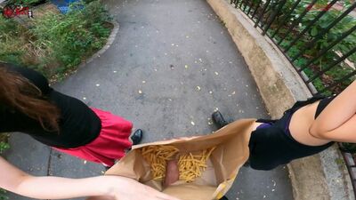 Public double handjob in the fries bag... I'm jerkin'it! A whole new way to love McDonald's!