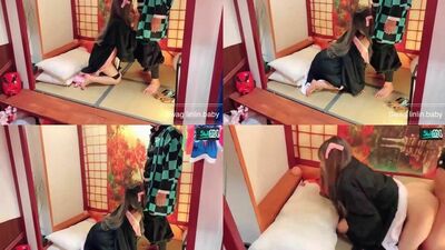 Tanjiro трахает Kanao - убийца демонов - азиатка в любительском видео