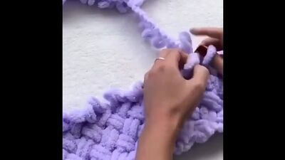 Плюшевый плед из пряжи Alize Puffy