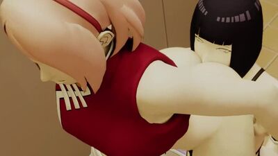 Hinata Hyuuga x Sakura Haruno - yuri; lesbian; anilingus; kunilingus; big ass; 3D sex porno hentai; (by kishi) [Naruto | Boruto]