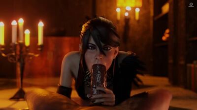 Morrigan - Blacked; BBC; oral sex; minet; blowjob; deepthroat; facefuck; 3D sex porno hentai; [Dragon Age]