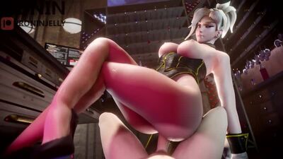 Mercy - riding; anal fucked; big tits; big boobs; 3D sex porno hentai; [Overwatch]