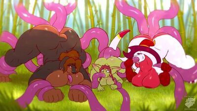 2D Yiff by Thescarletdragon Furry Porn Sex E621 FYE Tentacles Scalie Doberman Goblin Girl Dog