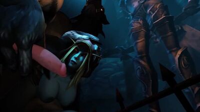 Sylvanas Windrunner x Worgen - dark elf; group sex; gangbang; slut; whore; blowjob; 3D sex porno hentai; [World of Warcraft]