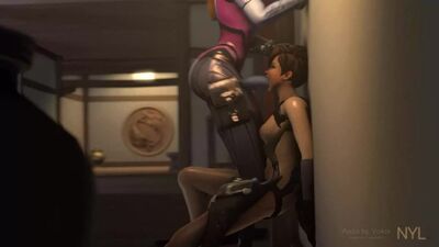 Widowmaker x Tracer [futa, futanari, big dick, cum, big tits, porn, 3d, r34, anal, rule34, ass]