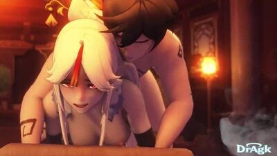 Ningguang - doggystyle; vaginal fucked; big tits; big boobs; 3D sex porno hentai; (@Dragk_) [Genshin Impact]