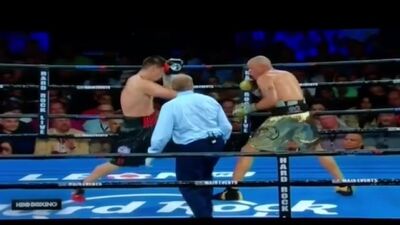 Сражение джебов в концовке раунда и работа ног в поединке Бивол-Чилемба