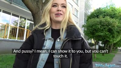 Public Agent Hot blonde student fucked doggy style in forest for cash