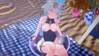 Furina - sex on the beach; missionary; 3D sex porno hentai; (by @mastapov) [Genshin Impact]