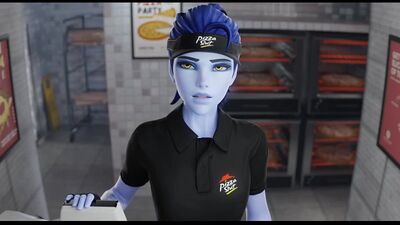 Widow from overwatch has sex in a pizzeria - Вдова из overwatch занимается сексом в пиццерии порно хентай porno hentai