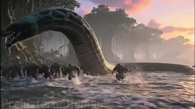 Жизнь миллионы лет назад | Ужасная война – доисторические люди против титанобоа!