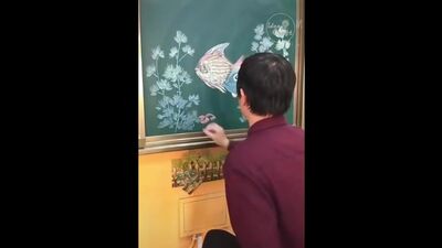 Рисунки мелом на доске