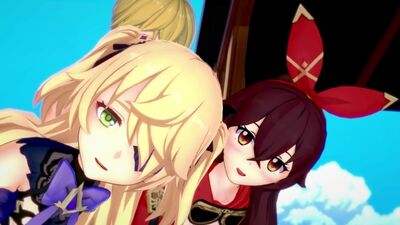 Genshin Impact hentai - Две лучницы одна стрела