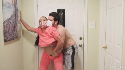 Latina nurse gets home to great sex after a long shift