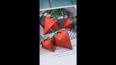 Детские поделки - клубника-оригами