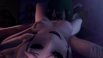 Ashido Mina x Tsuyu Asui - lesbian Din Din | Boku no hero academia 3d hentai pron [Greatm8]
