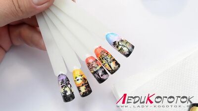 Рисуем восход и закат на ногтях - маникюр гель лак - уроки дизайна.