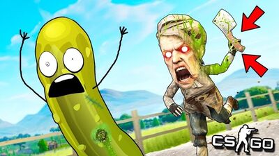 Coffi Channel БАБУШКА, НЕ УБИВАЙ НАС! ОПАСНАЯ БАБКА НАПАЛА НА ЧЕЛОВЕКА-ОГУРЦА С НОЖОМ - МАНЬЯК CS_GO