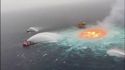 Подводный пожар в Мексиканском заливе попал на видео